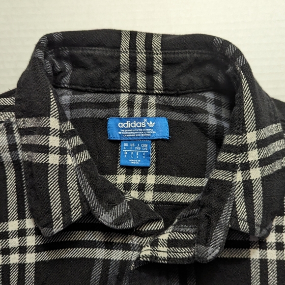 Adidas Women's Button down black & white plaid long sleeve 100% cotton - Picture 4 of 9